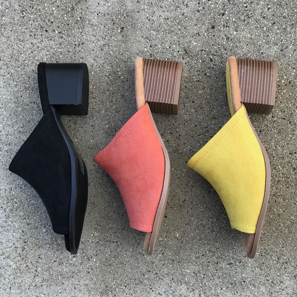 1 Left! Qupid Coral Suede Slide In Heel Mule 5.5 - Picture 6 of 8